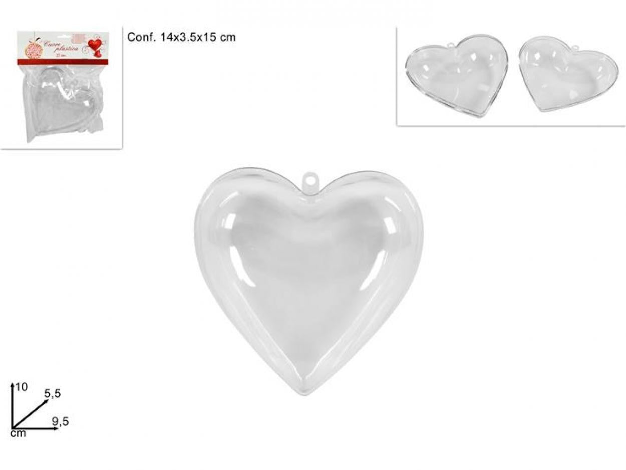 CUORE PLASTICA TRASPARENTE 10CM