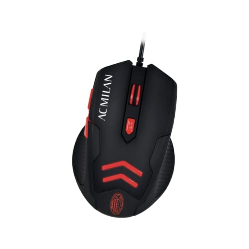 TECHMADE AC MILAN MOUSE USB CON FILO +MOUSEPAD GAMING TM-M016 COLORE ROSSO NERO