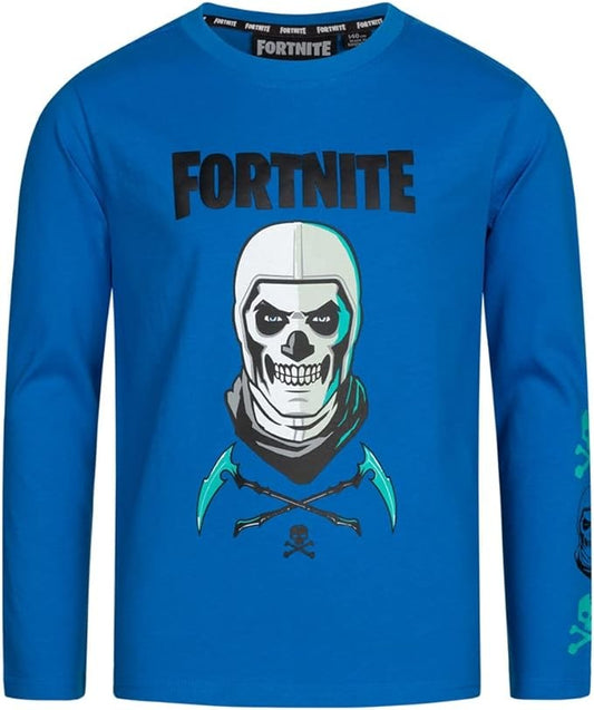 T shirt maglietta ragazzi personaggi Fortnite Blu Manica Lunga