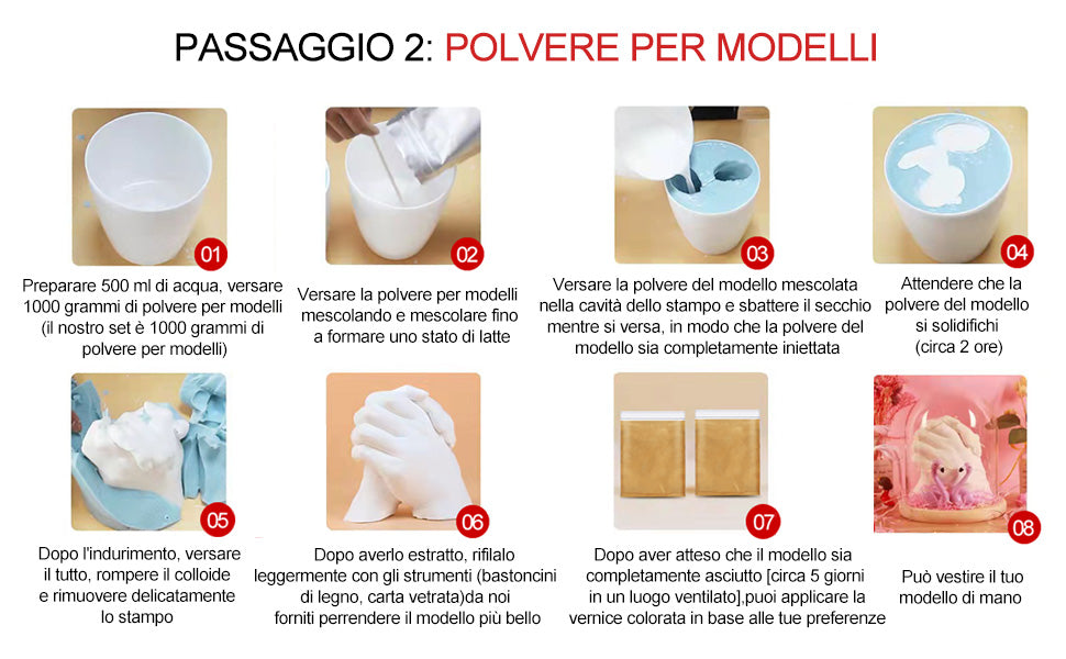 McNory Kit Calco Mani Famiglia 3D Set Completo di Gesso e Alginato per Scultura e Stampi per Impronte di Adulti e Bambini, Kit Calco Mani per stampi Mani Coppia e Famiglie, Regalo Idea per Lui e Lei