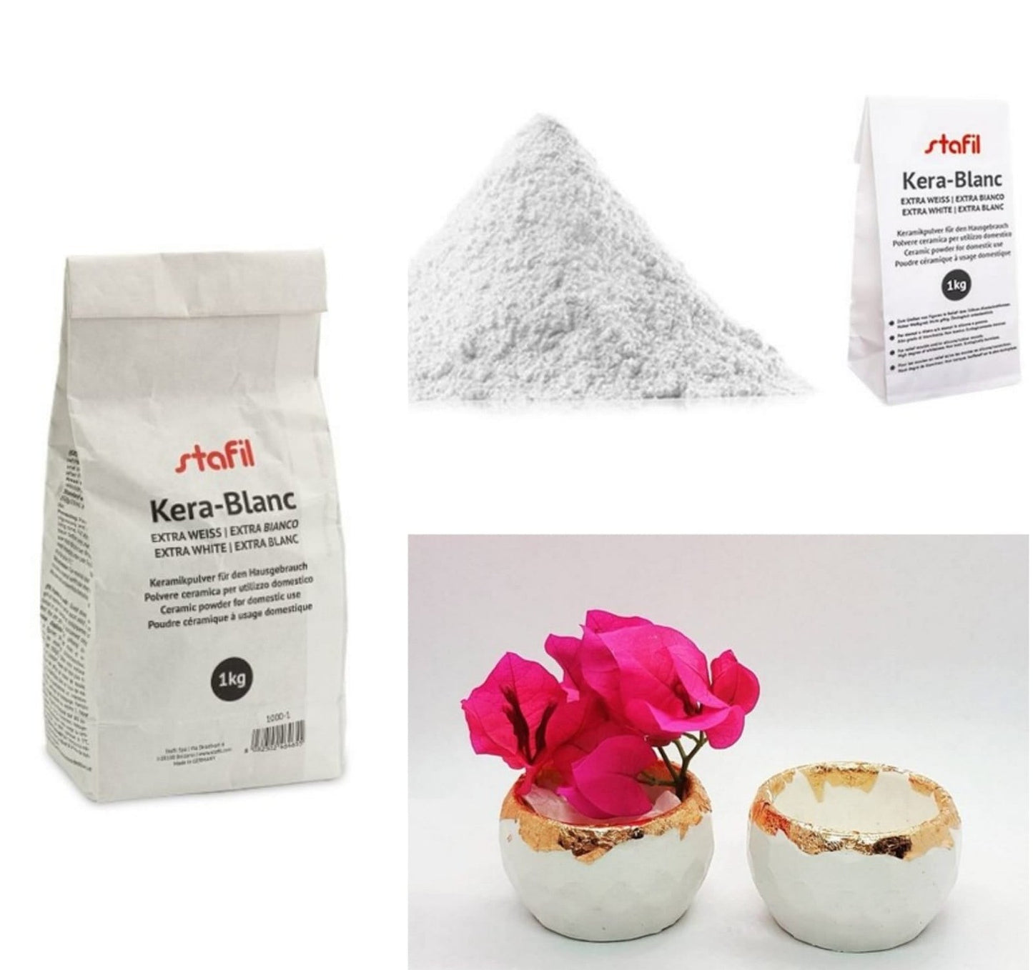 Polvere di ceramica ECOLOGICA 100% per realizzazione strutture in gesso "Kera Blanc" STAFIL  da 1 kg