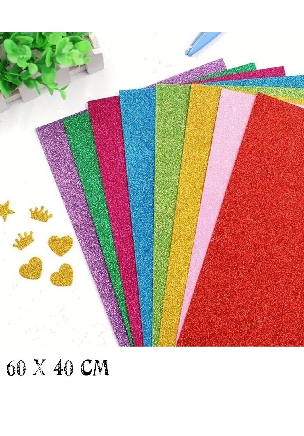 Fogli di gomma eva glitterata Fommy glitter 60x40cm 10 pz