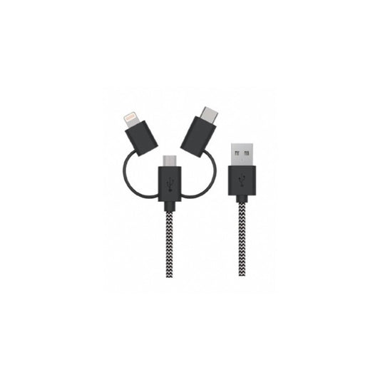 Cavo Ricarica Dati USB Universale 3 in 1 Nero ‎Type C Apple MicroUSB