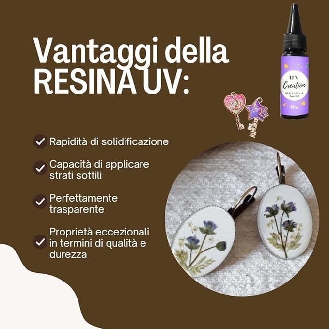 Resina UV - Resina Epossidica Dura Trasparente UV per Gioielli Fai da Te