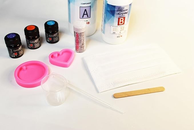 Kit per Portachiavi in Resina + Resina iCrystal – Resina epossidica Trasparente Effetto Cristallo + 2 stampi Resina +Glitter