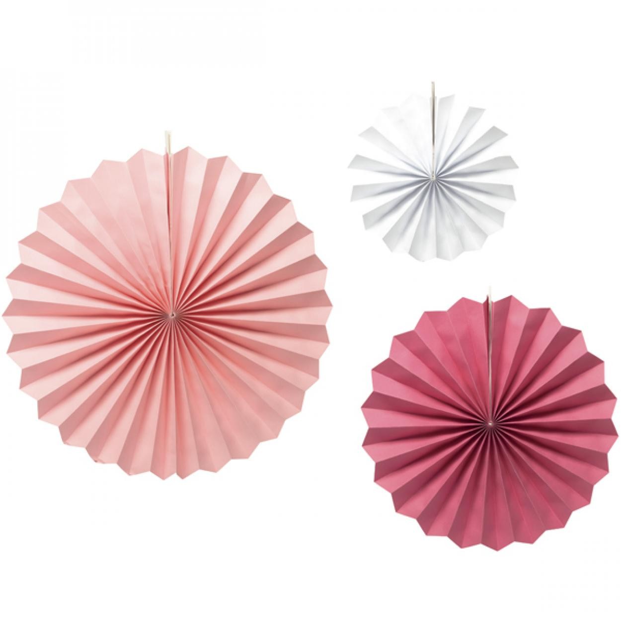 3 VENTAGLI CARTA ROSA CM20/30/70 40915 11199