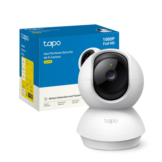 Tapo C200 Telecamera Wi-Fi Interno FHD, Videocamera sorveglianza, Visione Notturna, 360° Visuale, Audio Bidirezionale, Rilevamento di movimento e notifiche, Allarme acustico e luminoso integrato