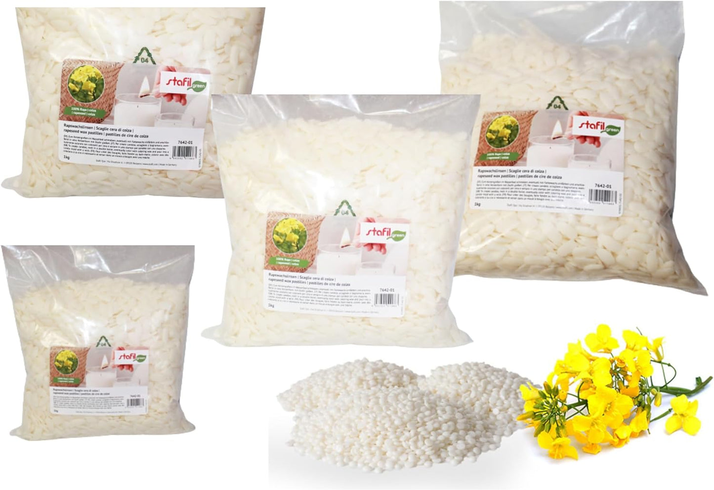 Stafil Cera di Colza vegetale in Scaglie per Creare Candele Artigianali 1 kg
