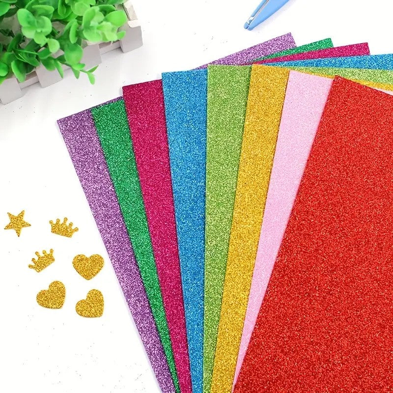 Fogli di gomma eva glitterata Fommy glitter 60x40cm 10 pz