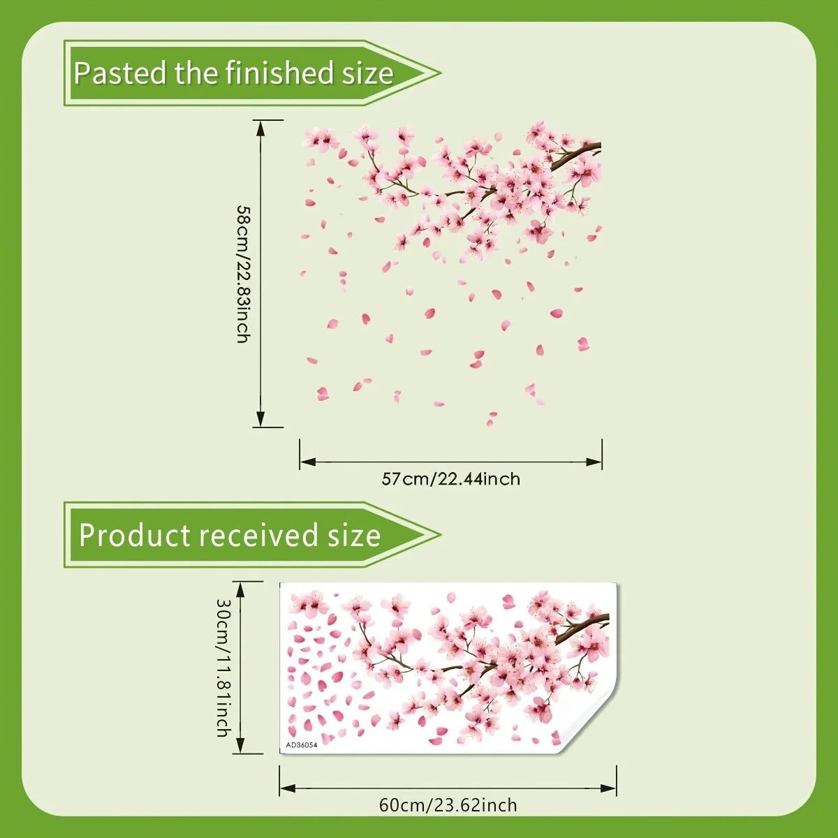 1 adesivo/sticker da parete nuovo con rami fioriti di pesco che cadono, decorazione per soggiorno, ingresso, parete TV, autoadesivo