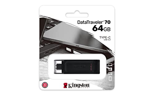 Kingston DataTraveler 70 - DT70/64GB Drive Flash USB-C, Nero
