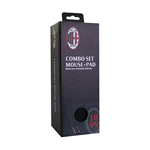 TECHMADE AC MILAN MOUSE USB CON FILO +MOUSEPAD GAMING TM-M016 COLORE ROSSO NERO