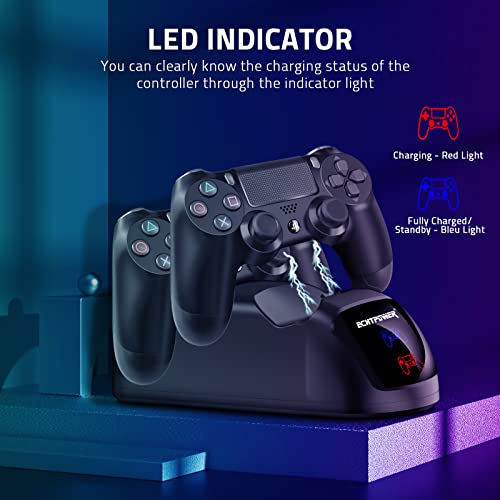 Ricarica Controller PS4,ECHTPower PS4 Docking Station e Indicatore di LED Base di Ricarica Controller Doppia Stazione di Ricarica per Sony Playstation4 Controller Wireless/Slim/Pro