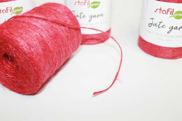 Filato di Juta 2 mm rosso Yutegarn fil de jute