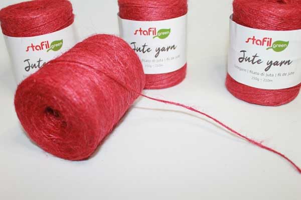 Filato di Juta 2 mm rosso Yutegarn fil de jute