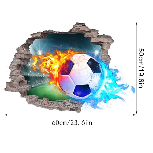 Zfseyuh 3D Adesivi Murali Calcio Adesivo Muro Decorativo Ragazzo Cameretta Stickers Murali Calcio per Camera da Letto della Ragazzo Soggiorno Camera Bambini