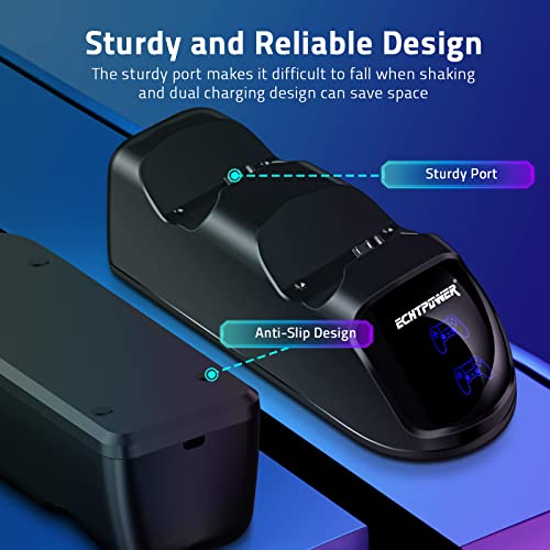 Ricarica Controller PS4,ECHTPower PS4 Docking Station e Indicatore di LED Base di Ricarica Controller Doppia Stazione di Ricarica per Sony Playstation4 Controller Wireless/Slim/Pro