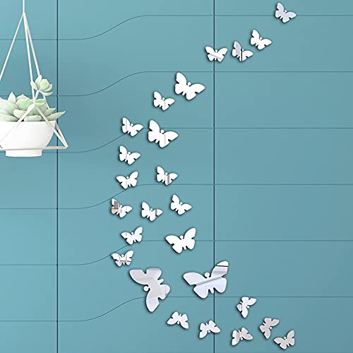 Adesivi Murali Farfalle 3D Specchio a Farfalla Adesivi Murali Tridimensionali Acrilico Rimovibile 25 Pezzi Fai dante Adesivi Murali Decorazione da Muro per Casa/Hotel/Salotto/Camera da Letto/Cucina