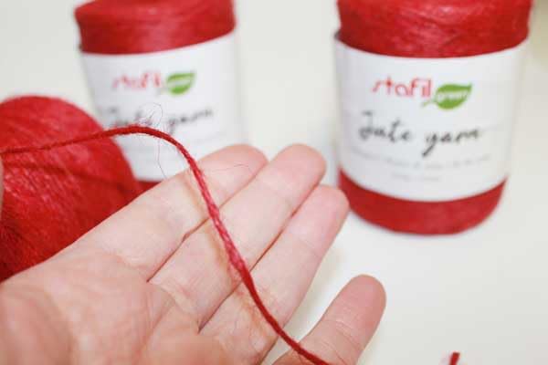 Filato di Juta 2 mm rosso Yutegarn fil de jute
