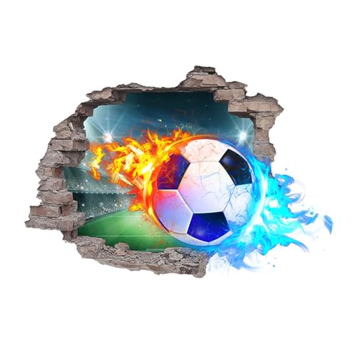 Zfseyuh 3D Adesivi Murali Calcio Adesivo Muro Decorativo Ragazzo Cameretta Stickers Murali Calcio per Camera da Letto della Ragazzo Soggiorno Camera Bambini