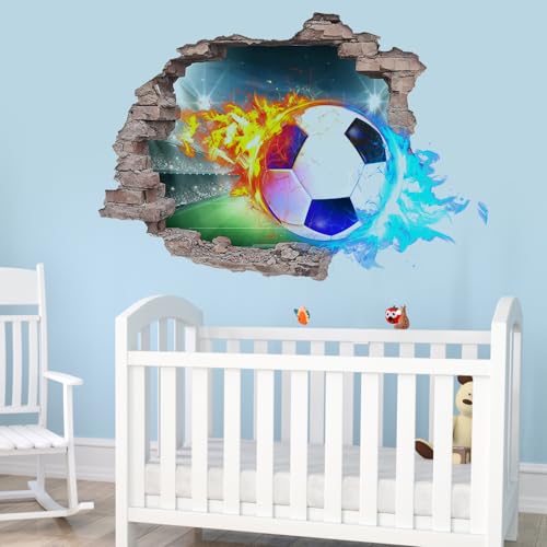 Zfseyuh 3D Adesivi Murali Calcio Adesivo Muro Decorativo Ragazzo Cameretta Stickers Murali Calcio per Camera da Letto della Ragazzo Soggiorno Camera Bambini