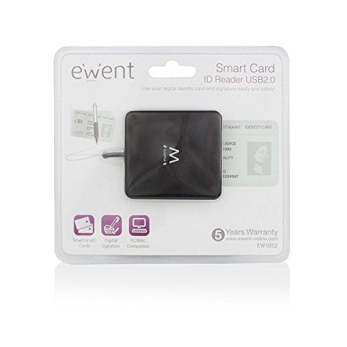 Ewent Lettore di smart card - Lettore di schede e carte d'identità - Porta USB - compatibile con PC/SC e WHQL, nero