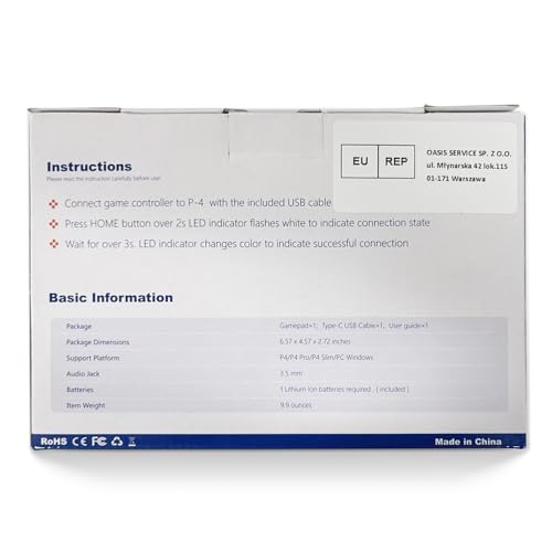 AceGamer Controller wireless per PS4, controller di gioco compatibile con PS4/Pro/Slim/PC Gamepad con pulsante turbo/posteriore/doppia vibrazione/sensore giroscopio a 6 assi/touch panel