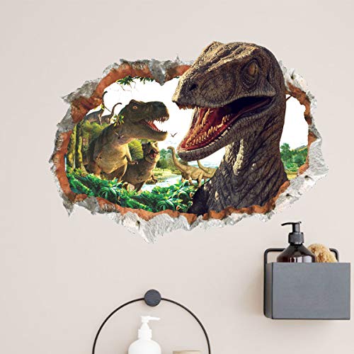 Runtoo Adesivi da parete con dinosauro 3D adesivi da parete per camera da letto per bambini camera da letto materna per ragazzi