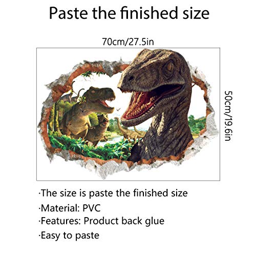 Runtoo Adesivi da parete con dinosauro 3D adesivi da parete per camera da letto per bambini camera da letto materna per ragazzi