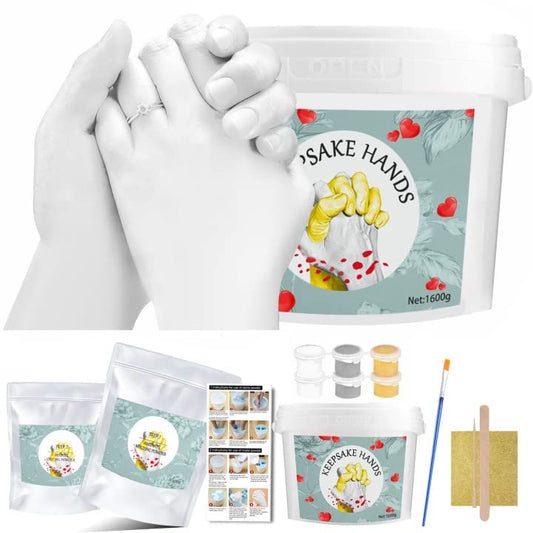 McNory Kit Calco Mani Famiglia 3D Set Completo di Gesso e Alginato per Scultura e Stampi per Impronte di Adulti e Bambini, Kit Calco Mani per stampi Mani Coppia e Famiglie, Regalo Idea per Lui e Lei