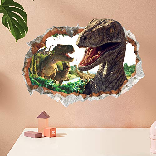 Runtoo Adesivi da parete con dinosauro 3D adesivi da parete per camera da letto per bambini camera da letto materna per ragazzi