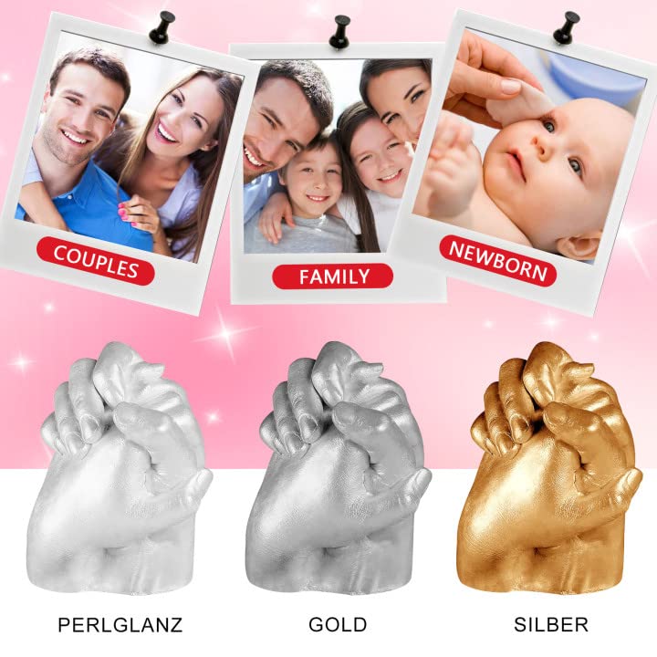 McNory Kit Calco Mani Famiglia 3D Set Completo di Gesso e Alginato per Scultura e Stampi per Impronte di Adulti e Bambini, Kit Calco Mani per stampi Mani Coppia e Famiglie, Regalo Idea per Lui e Lei