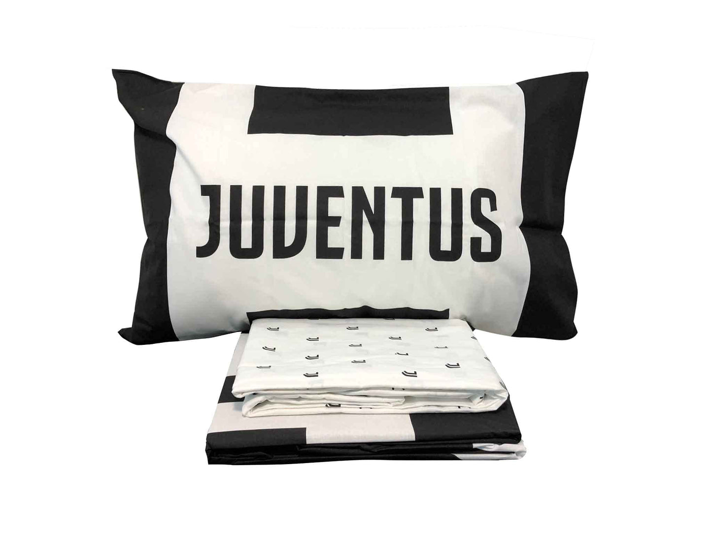 Juventus FC, Lenzuola Letto Singolo, Completo Lenzuolo 1 Piazza, Bianco Nero, Lenzuolo Sopra, Lenzuolo Con Angoli, Federa, 100 Percento Puro Cotone, Prodotto Ufficiale
