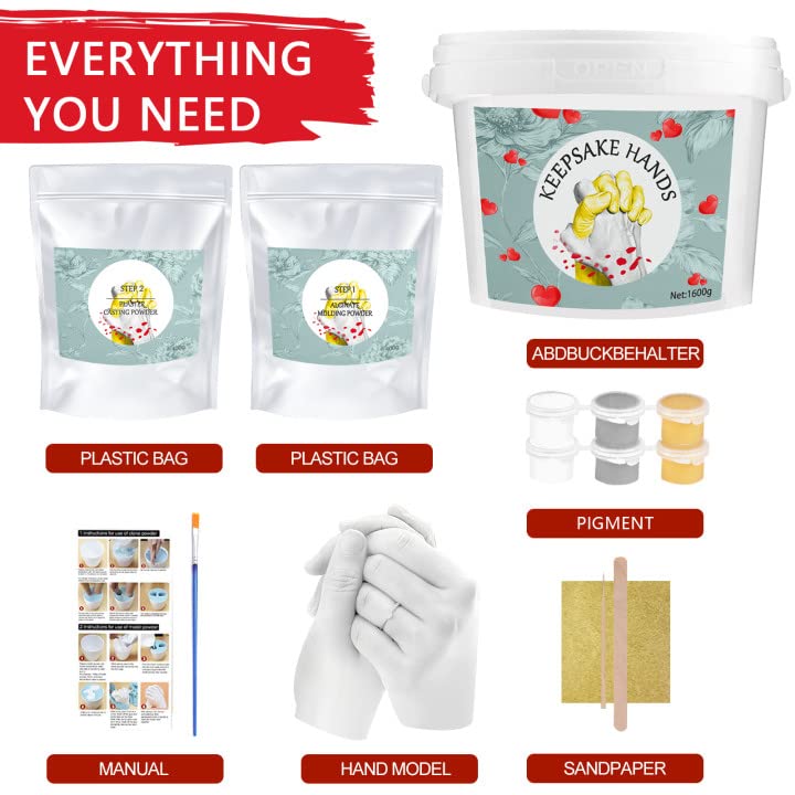 McNory Kit Calco Mani Famiglia 3D Set Completo di Gesso e Alginato per Scultura e Stampi per Impronte di Adulti e Bambini, Kit Calco Mani per stampi Mani Coppia e Famiglie, Regalo Idea per Lui e Lei