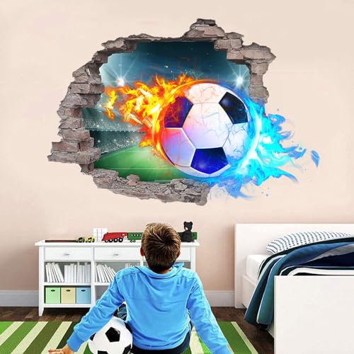 Zfseyuh 3D Adesivi Murali Calcio Adesivo Muro Decorativo Ragazzo Cameretta Stickers Murali Calcio per Camera da Letto della Ragazzo Soggiorno Camera Bambini