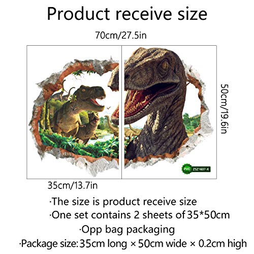 Runtoo Adesivi da parete con dinosauro 3D adesivi da parete per camera da letto per bambini camera da letto materna per ragazzi
