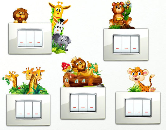 Adesivi Animaletti della savana che si affacciano 6 PEZZI Giraffe Orsetto Leone Simpatici Wall Stickers Simpatico Adesivo Elefantino Zebra Giraffa Leone decorativo Cameretta spine placche Wall Stickers decorativo Adesivi Murali Decorazione Interni