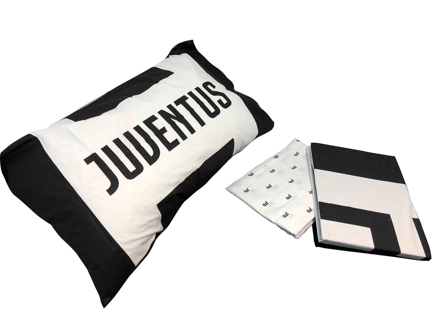 Juventus FC, Lenzuola Letto Singolo, Completo Lenzuolo 1 Piazza, Bianco Nero, Lenzuolo Sopra, Lenzuolo Con Angoli, Federa, 100 Percento Puro Cotone, Prodotto Ufficiale