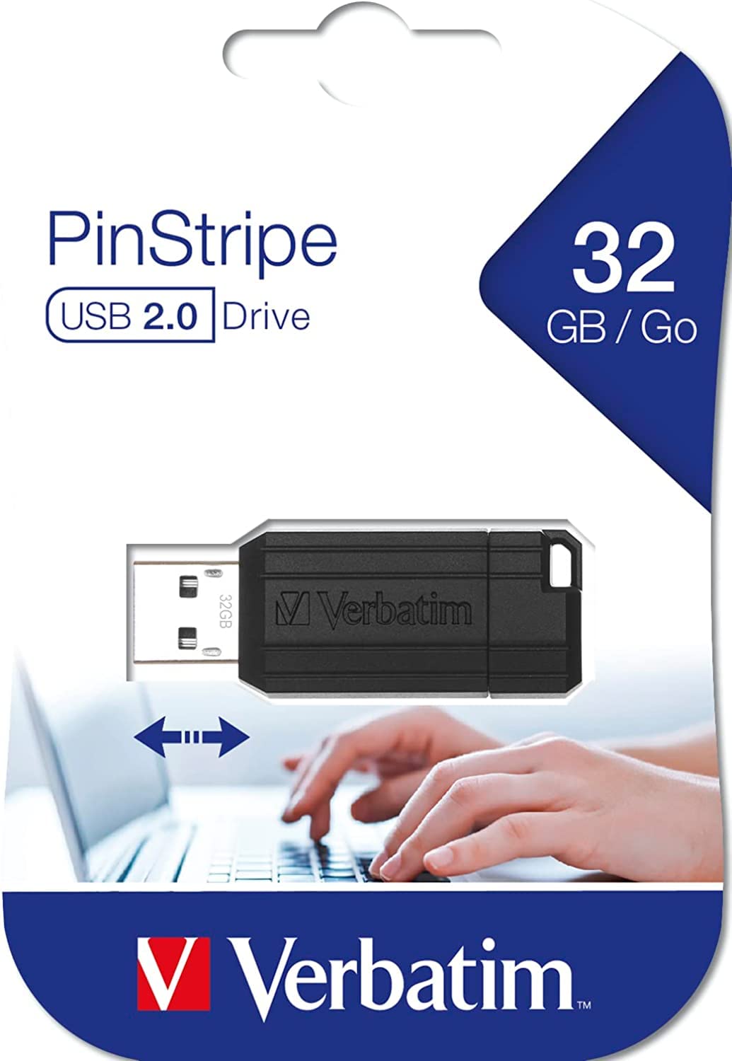 Verbatim 49064 Pendrive Unità USB PinStripe da 32 GB, Nera