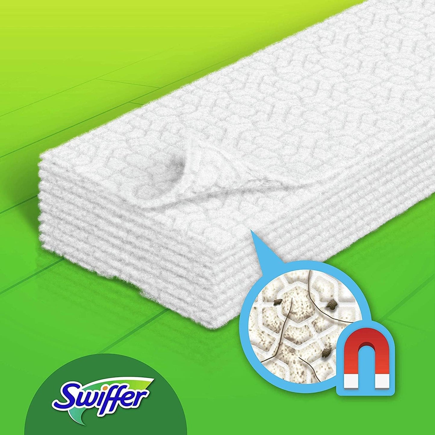 Swiffer Panni Catturapolvere, 240 Panni Microfibra Dry, Panni Cattura Polvere e Sporco, Ottimo per Tutti i Tipi di Pavimenti e per i Peli di Animali, Maxi Formato, Panni con 79% di Fibre Riciclate