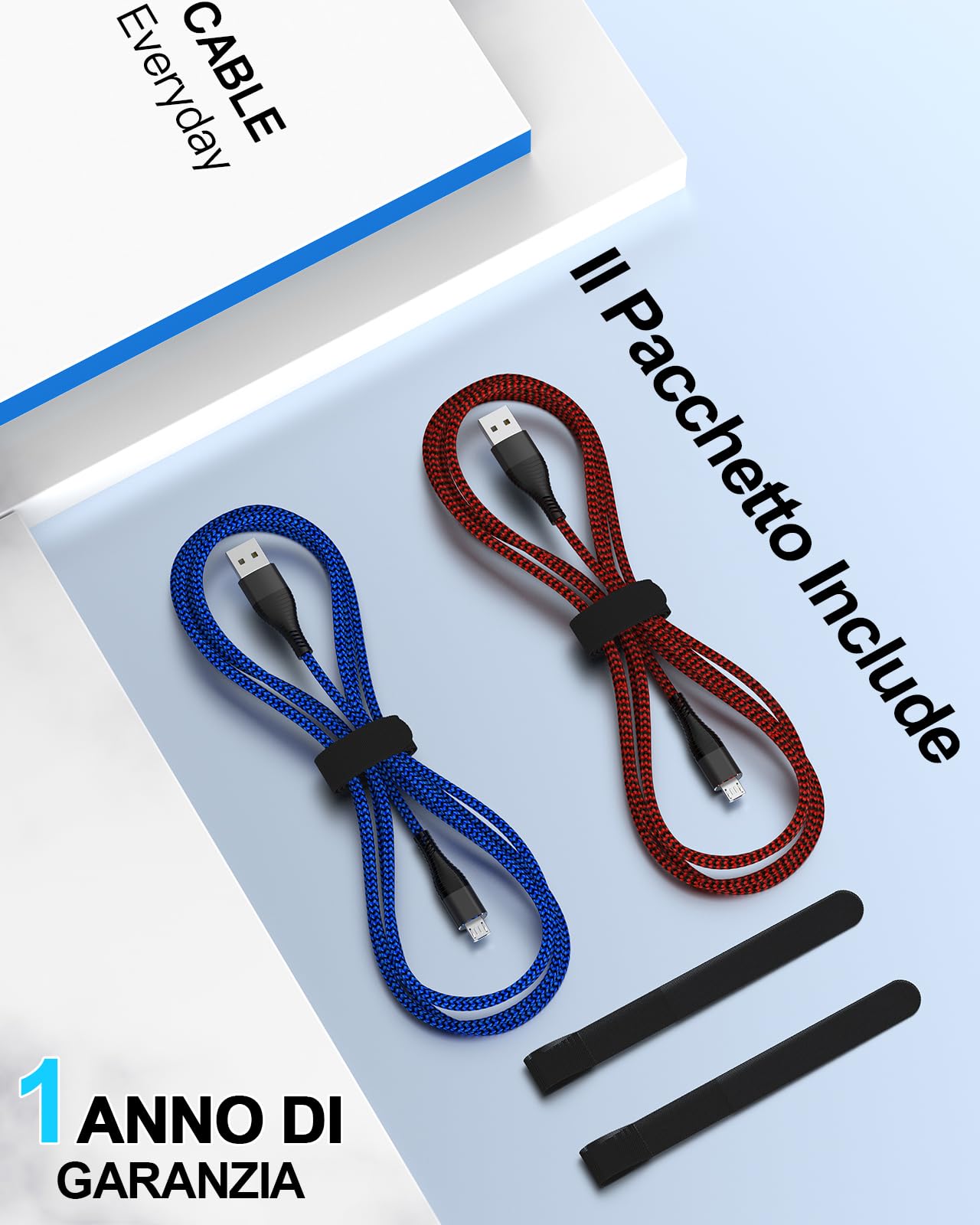 HUNYYN Cavi di Ricarica Micro USB da 3 Metri per Controller PS4 - Set da 2, Compatibile con Sony Joypad PlayStation 4/DualShock 4/Joystick PS4/PS4 Pro/PS4 Slim/Vecchio Controller Xbox One