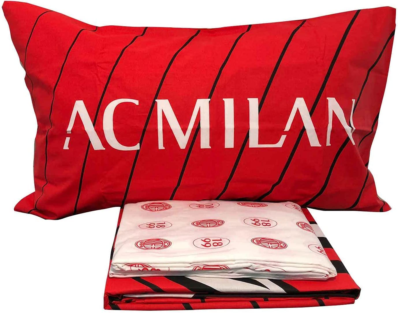 Milan Completo Letto, Cotone, Rosso/Nero, 150 x 295 cm/90 x 200 cm/52 x 80 cm
