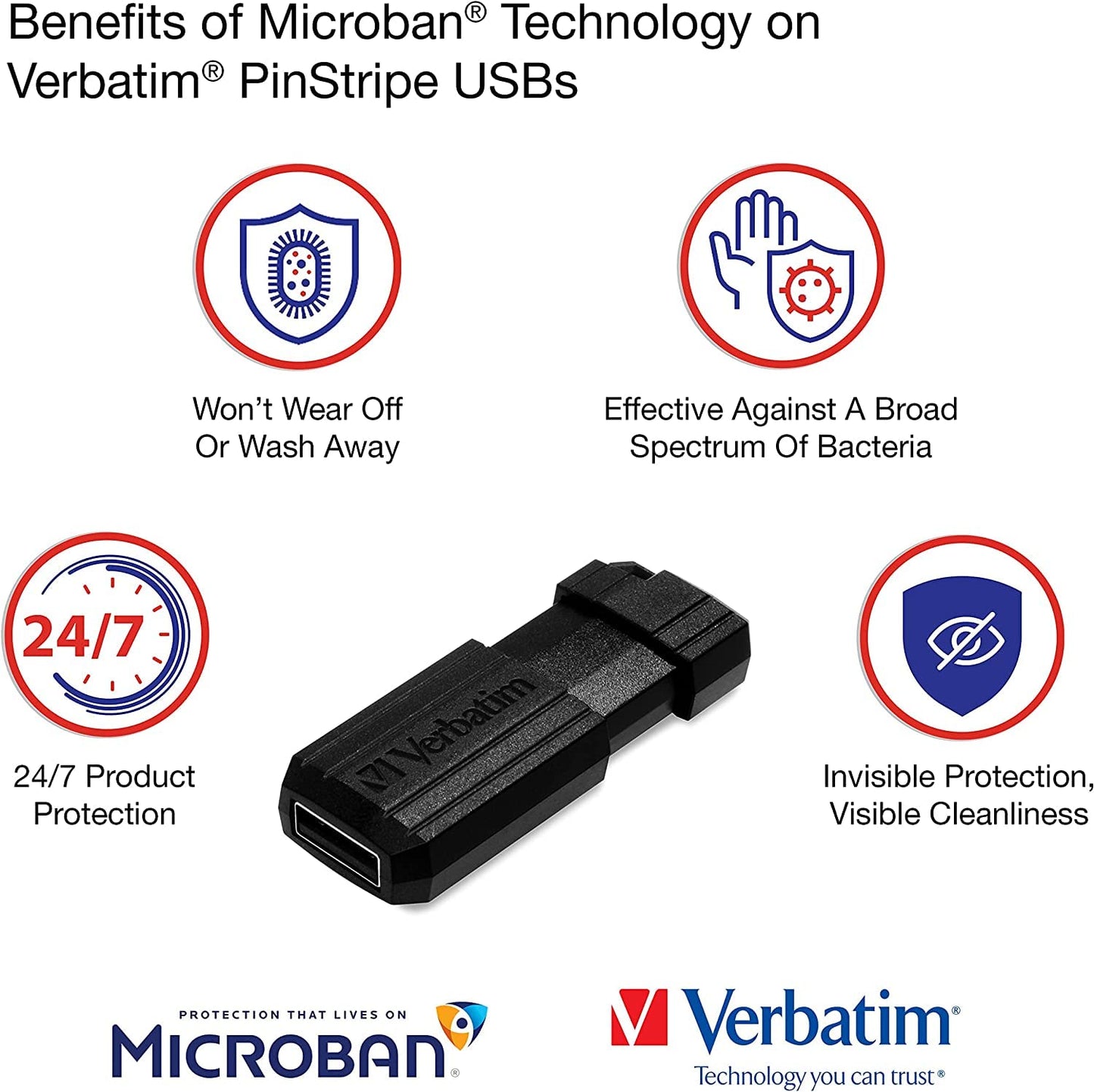 Verbatim 49064 Pendrive Unità USB PinStripe da 32 GB, Nera