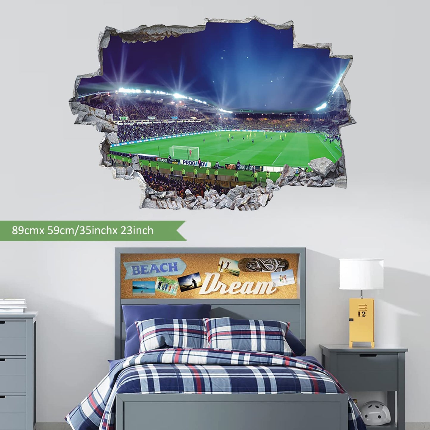 ANHUIB Sticker Murali di Calcio,Decalcomanie Murali Calcio Arena,Adesivi da Parete per Ragazzi Camera per Bambini,Calcio colorato Adesivi Murali per Camera da Letto della Ragazzo,3D Adesivi Decorativi