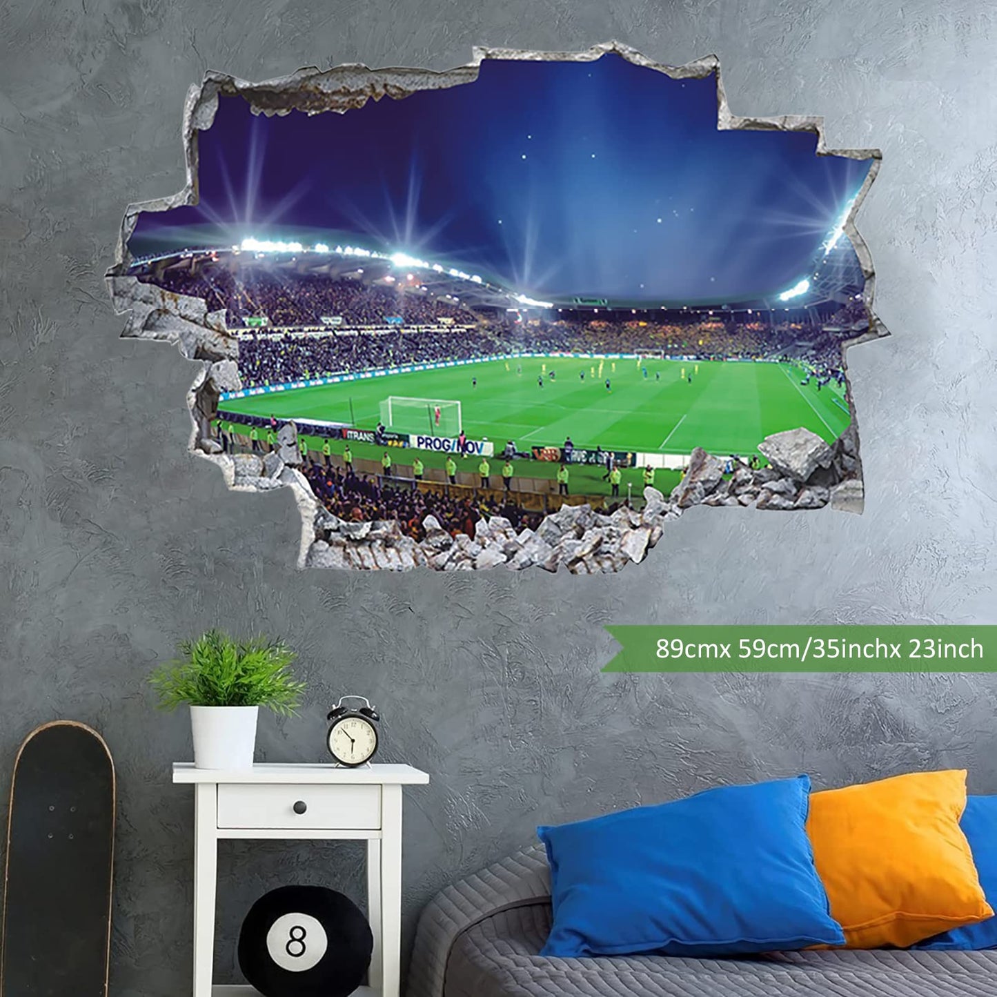 ANHUIB Sticker Murali di Calcio,Decalcomanie Murali Calcio Arena,Adesivi da Parete per Ragazzi Camera per Bambini,Calcio colorato Adesivi Murali per Camera da Letto della Ragazzo,3D Adesivi Decorativi