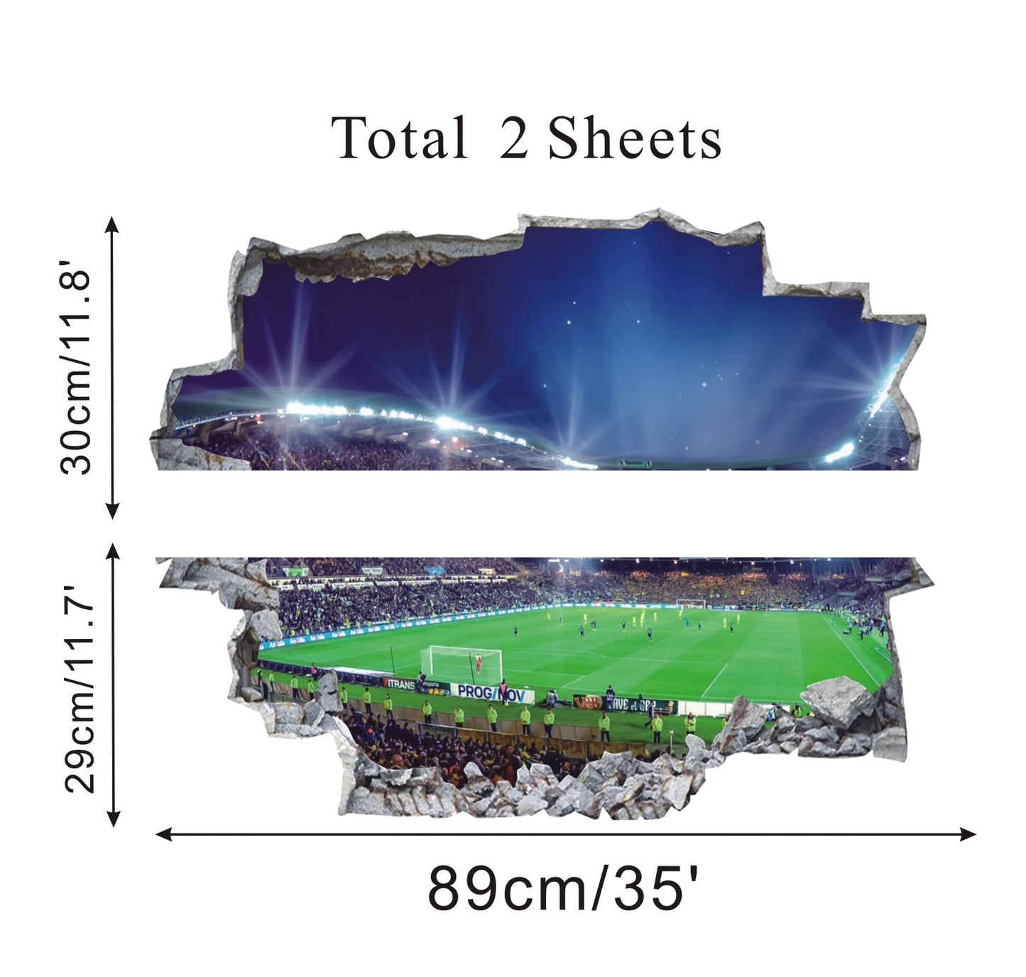 ANHUIB Sticker Murali di Calcio,Decalcomanie Murali Calcio Arena,Adesivi da Parete per Ragazzi Camera per Bambini,Calcio colorato Adesivi Murali per Camera da Letto della Ragazzo,3D Adesivi Decorativi