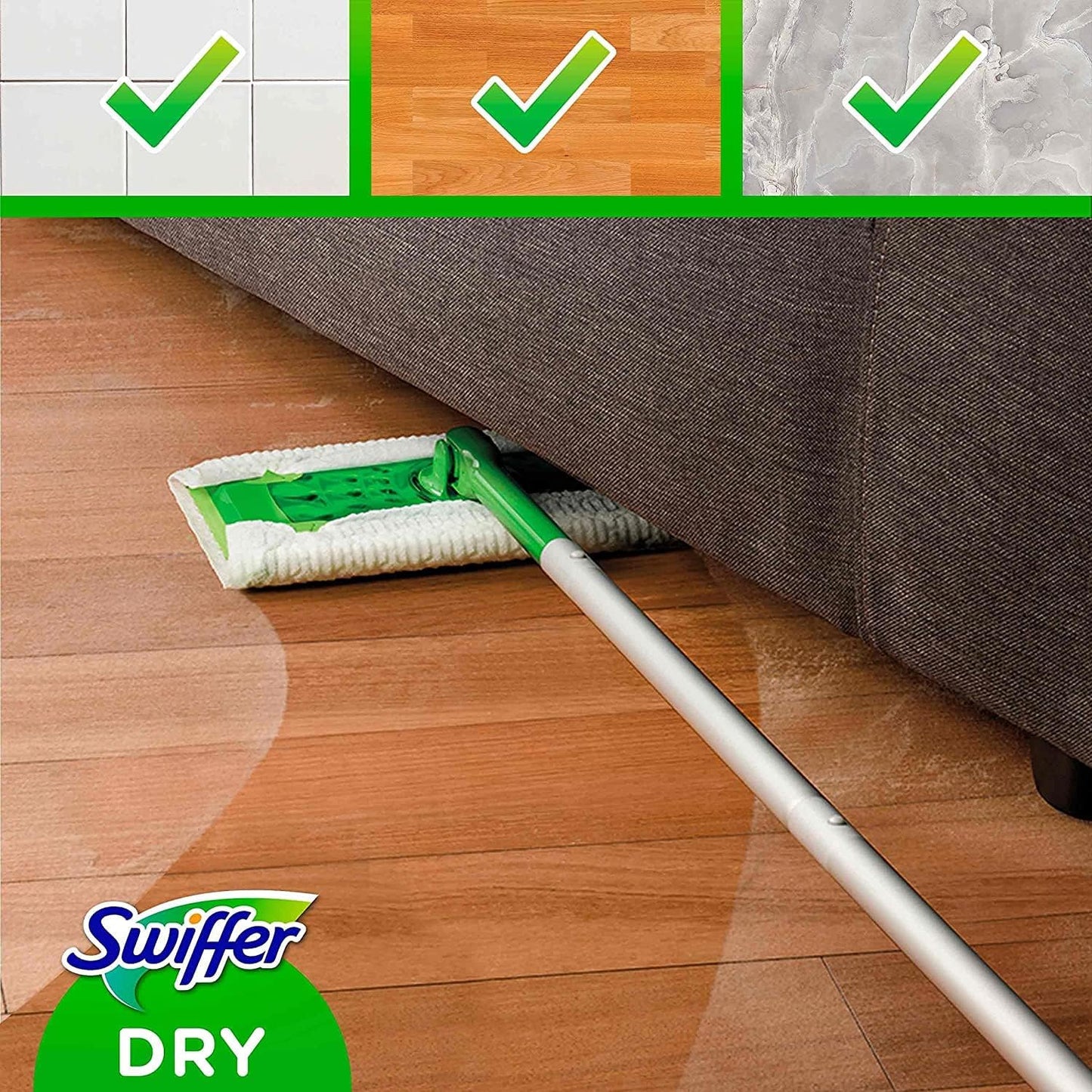 Swiffer Panni Catturapolvere, 240 Panni Microfibra Dry, Panni Cattura Polvere e Sporco, Ottimo per Tutti i Tipi di Pavimenti e per i Peli di Animali, Maxi Formato, Panni con 79% di Fibre Riciclate