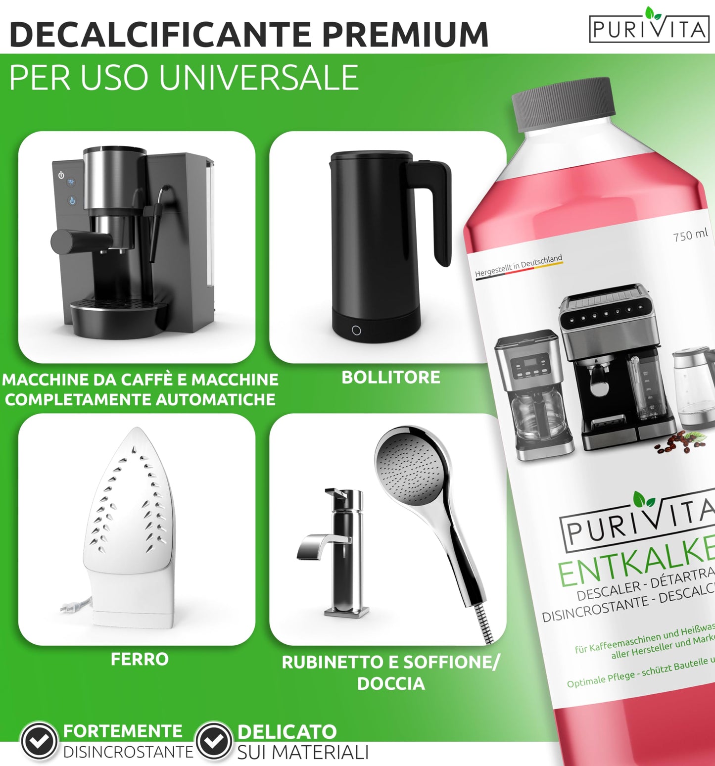 Purivita - Anticalcare liquido da 750 ml - Compatibile con tutti i produttori 1 flacone